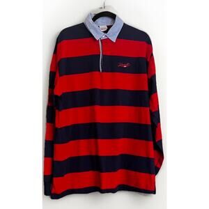 Vintage Todd Schmidt’s Beer Logo Striped Rugby Shirt size L Made In USA